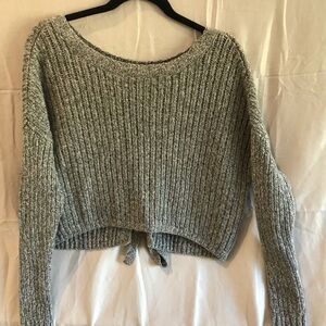 Gray Ribbed Knit Sweater